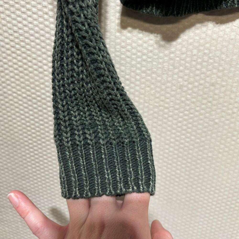 Cloth & Stone Anthropologie Medium Green Ribbed Knit Sweater Viscose Linen - Picture 3 of 9